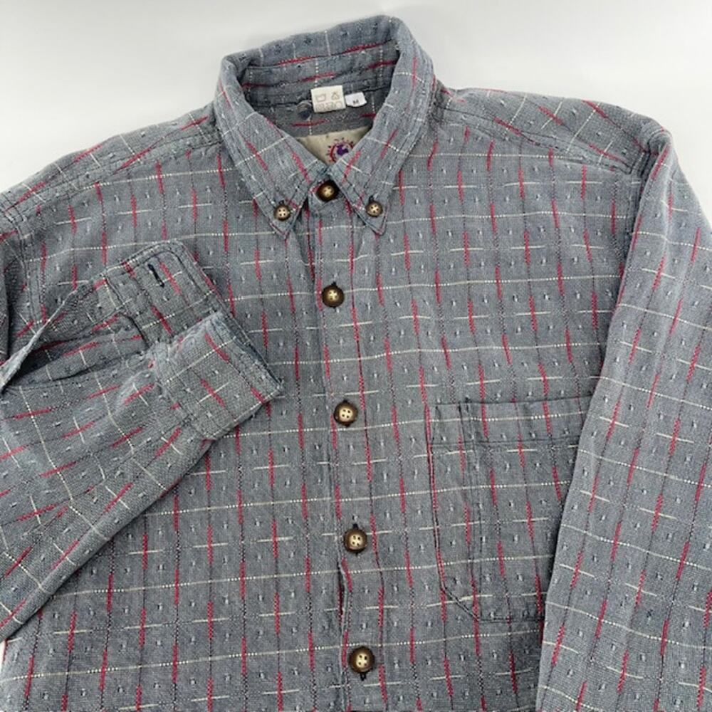 VTG The Territory Ahead Long Sleeve Button Up Shirt Mens M Gray TexturedGorpcore